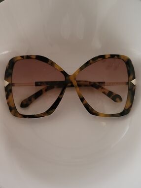 Karen Walker Tortoise Square Oversized Sunglasses with Brown Lenses